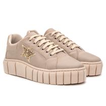 Tênis Feminino Casual Branco Plataforma Sola Alta Estrela Strass Confortável Oversize Brilhante