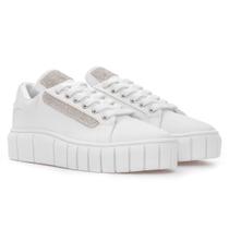 Tênis Feminino Casual Branco Stras Prata Plataforma Slide Sola Alta Confortável Macia - Atria Shoes