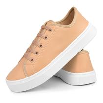 Tenis Feminino Casual Caixa Alta Com Cadarços Leve