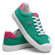 Tenis Feminino Casual Carmina Morana Verde Esmeralda E Rosa Tenis Feminino Casual Carmina Morana Verde Esmeralda E Rosa