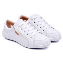 Tênis Feminino Casual Com Zíper Lateral Calce Fácil Confortável Leve
