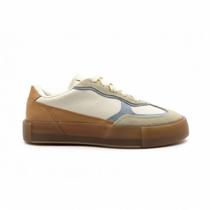 Tênis Feminino Casual Creme_Azul Sola Latex Stasy 130-1570 - Creme-Azul - 39