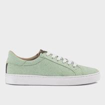 Tênis Feminino Casual De Couro Com Cadarço Básico Estilo e Conforto Elegância Verde Água