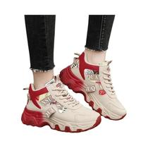 Tênis Feminino Casual Esportivo Com Bloco De Cores, Respirável, Plataforma Grossa, Aumento De
