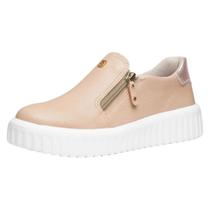 Tênis Feminino Casual Fácil Calce em Couro Metalizado Pegada