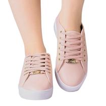 Tênis Feminino Casual Flatform Básico Sola Alta Cadarço Liso