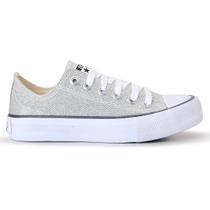 Tênis Feminino Casual Glitter Prata - NS Shoes