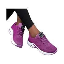 Tênis Feminino Casual Plataforma Branco Respirável De Malha Para Caminhada E Academia Tênis Feminino Casual Plataforma Branco Respirável De Malha Para Caminhada E Academia