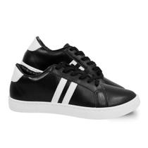 Tenis Feminino Casual Preto Detalhe Branco