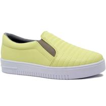 Tênis Feminino Casual Slip On Calce Fácil Amarelo Tênis Feminino Casual Slip On Calce Fácil Amarelo