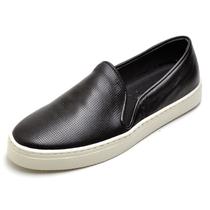 Tênis Feminino Casual Slip On Em Couro Q&A Calçados Preto