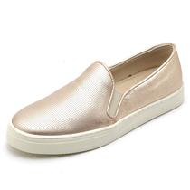 Tênis Feminino Casual Slip On Em Couro Q&A Calçados Rosê