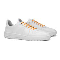 Tênis Feminino Casual Sola Baixa ART Branco e Laranja