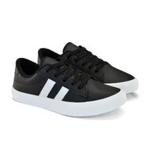 Tênis feminino casual super estiloso confortável fashion dia a dia urbano moderno lançamento super leve 34 ao 39 PRETO/BCO