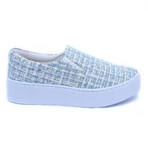 Tênis Feminino Casual Tecido Têxtil Azul Oceano