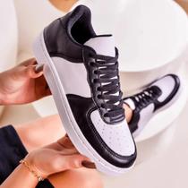 Tenis Feminino Casual Unissex Branco 34 Ao 43 Macio Confortável Branco Preto Lançamento