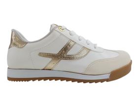 Tênis Feminino Casual Via Marte Branco/Dourado e Off White 237003