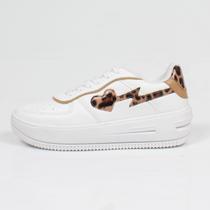 Tênis Feminino Casual Week Shoes Branco Animal Print