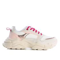 Tênis Feminino Casual Zariff Com Metalizado Off White Rose