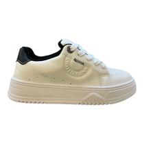 Tenis Feminino Chilli Beans Sneakers Couro Casual Ultraconforto Street Plataforma Retrô Amarração 25-88603 Branco