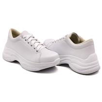 Tênis Feminino Chunky Casual Moderno e Confortável Com Cadarço Off White Tênis Feminino Chunky Casual Moderno e Confortável Com Cadarço Off White