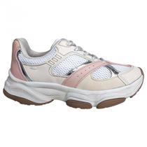 Tênis Feminino Chunky Dakota Rosa e Off-White Solado Tratorado Plataforma D0731