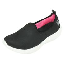 Tênis Feminino Confortável Caminhada e Academia Sem Cadarço Slip On Calce Fácil Leve Zeus 1X Preto/Pink