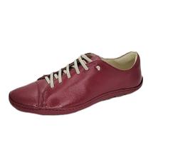 Tênis Feminino Confortável em Couro Bordô Amanda Flex