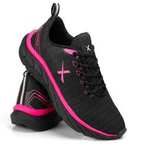 Tênis Feminino Confortável Preto e Pink Ideal para Caminhada Exercícios Academia e Corrida