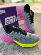 Tênis Feminino Corrida Super Leve Cinza Neon Actvitta