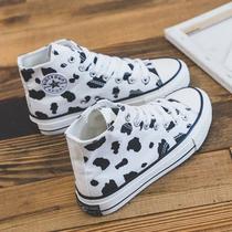 Tênis Feminino Cowhide Print Low Top Lace Up Flat Heel Gir