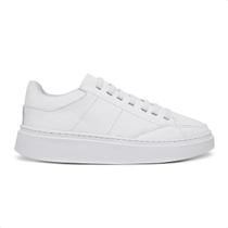 Tênis feminino de amarrar com elástico em couro legítimo palmilha gel