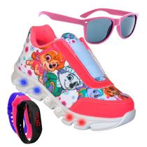Tenis Feminino De Led Infantil Patrulha Canina Meninas Casual + Oculos + Relogio PCFE+O+R Tenis Feminino De Led Infantil Patrulha Canina Meninas Casual + Oculos + Relogio PCFE+O+R