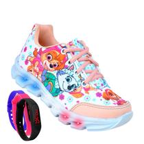 Tenis Feminino De Led Infantil Patrulha Canina Meninas Casual + Relogio PCFN+R