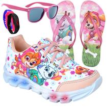 Tenis Feminino De Led Infantil Patrulha Canina Meninas Chinelo Oculos Relogio PCFN+CH+O+R