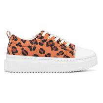 Tênis Feminino De Oncinha Animal Print Camurça Básico Casual Confortável