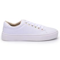 Tênis Feminino DZ Casual Conforto com Cadarço Solado Branco