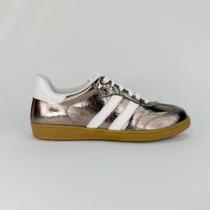 Tênis feminino em couro ônix com branco 1898 Tênis feminino em couro ônix com branco 1898