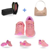 Tênis Feminino Escola E Brincar Tam 23-34 Com Estojo e Bolsa