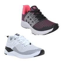 Tênis Feminino Esportivo Caminhada Academia Corrida Kit Branco/Marinho 37