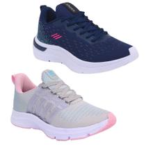 Tênis Feminino Esportivo Caminhada Corrida Academia Kit 2 Tênis Feminino Esportivo Caminhada Corrida Academia Kit 2
