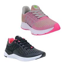 Tênis Feminino Esportivo Caminhada Fitness Confortável Kit Cinza/Preto 38