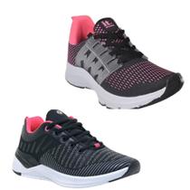 Tênis Feminino Esportivo Caminhada Fitness Confortável Kit Cinza/Preto 38