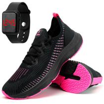Tênis Feminino Esportivo X-try Sapatofran para Treino Running Caminhada + Relógio Digital