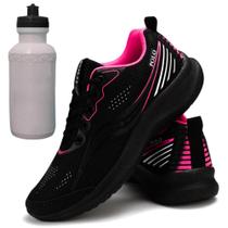 Tênis Feminino Espotivo Academia Caminhada Cross + Garrafinha Hidratação 500Ml