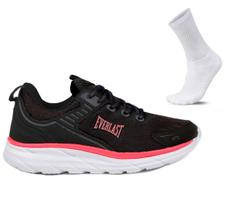 Tênis Feminino Everlast Modelo Alpha Preto/Rosa +Par de Meia Tênis Feminino Everlast Modelo Alpha Preto/Rosa +Par de Meia
