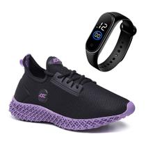 Tenis Feminino Exercício Funcional Caminhada Esporte Treino Leve + Relogio Fino