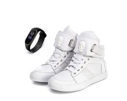 Tenis Feminino Fitness Botinha Academia Couro + Relógio Tenis Feminino Fitness Botinha Academia Couro + Relógio