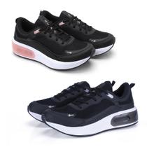 Tênis Feminino Flatform Confortavel Cadarço Esporte Kit 2 Preto+Rosa 38