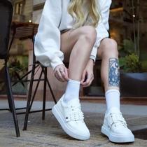 Tênis Feminino Flatform Elysium Branco Estilo Casual Moderno Sofisticado